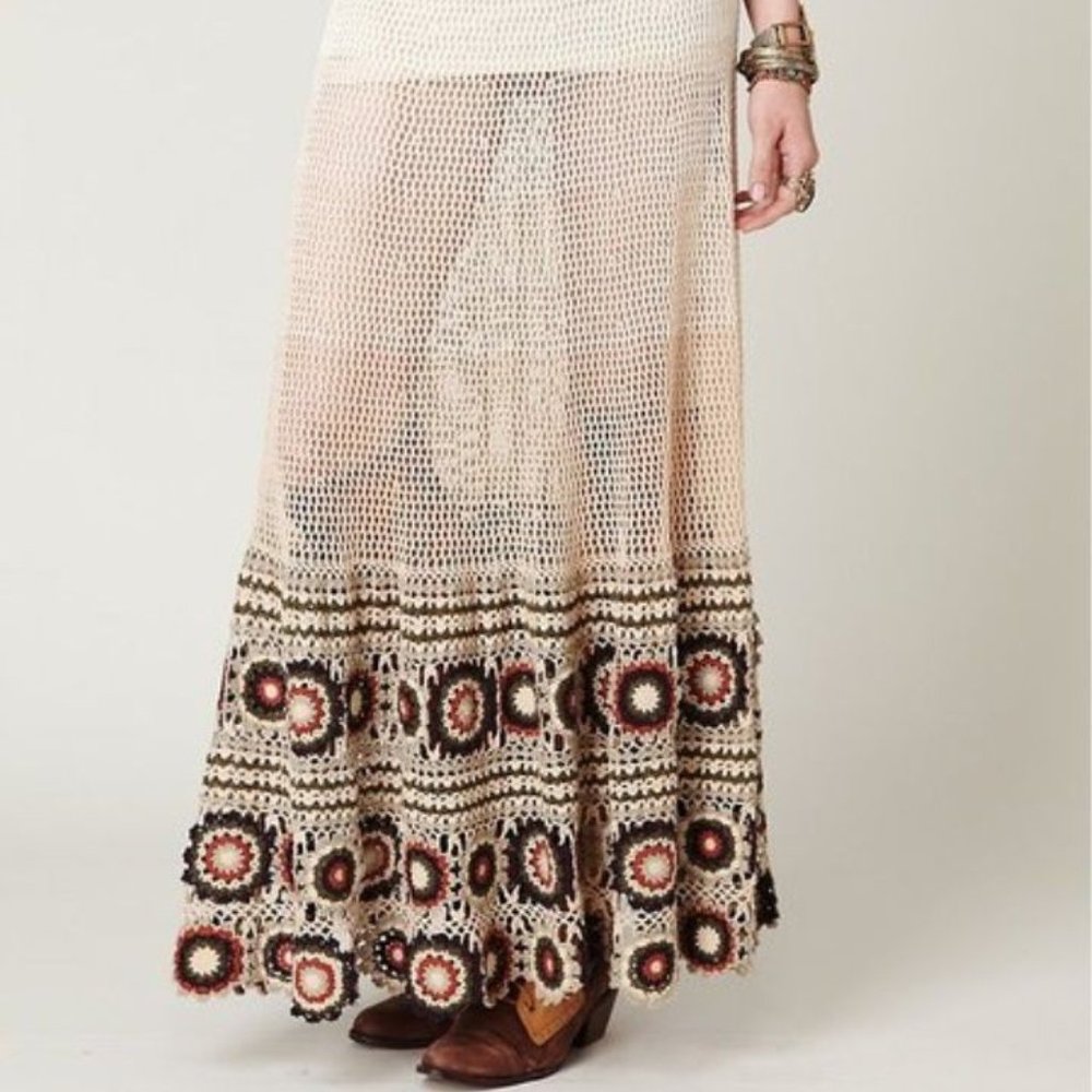 NWT FREE PEOPLE CARNIVAL CROCHET MAXI SKIRT, SIZE M